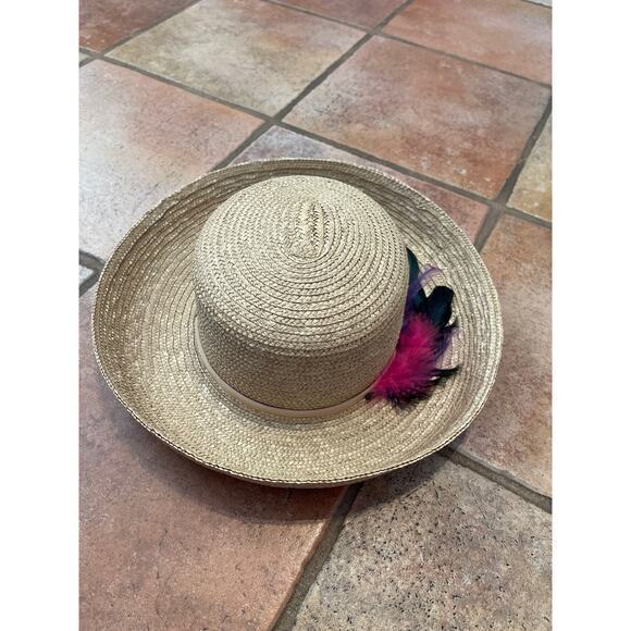 Betmar Accessories - Betmar New York straw hat with feather trim